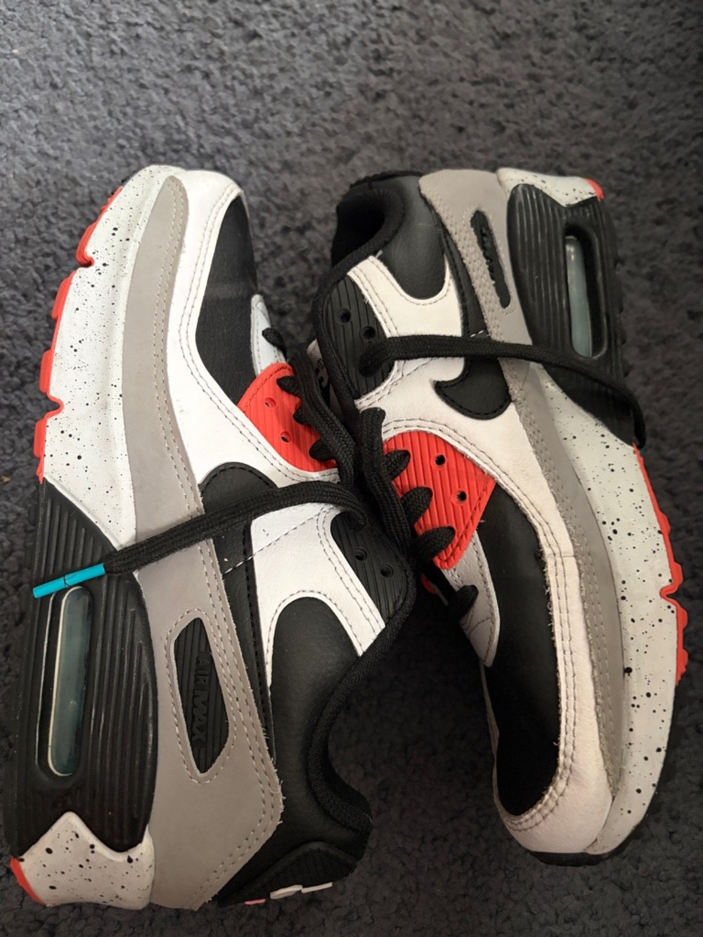 Nike(GS) Nike Air Max 90 Leather 'White Turf Orange Speckled’ (Size 4)